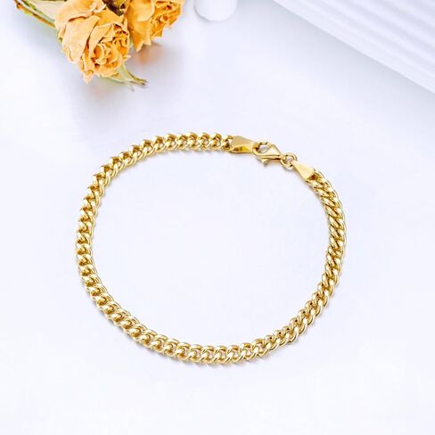 SISGEM Solid 18k Gold Cuban Link Bracelet for Women, Real 18 Karat Gold Jewelry Bracelet for Her (3.2 mm, 7 inch) in Saudi Arabia