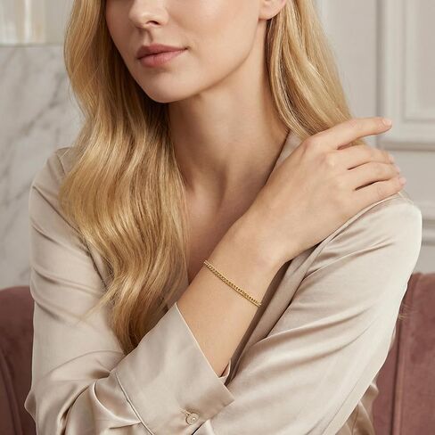 SISGEM Solid 18k Gold Cuban Link Bracelet for Women, Real 18 Karat Gold Jewelry Bracelet for Her (3.2 mm, 7 inch) in Saudi Arabia