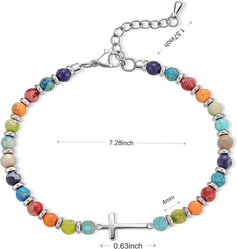 سوار Dainty Cross للنساء - أساور مطرزة ملونة مطلية بالذهب عيار 14 قيراط هدايا مسيحية للنساء والأصدقاء والحبيب | هدايا عيد الميلاد الثلاثين والأربعين والخمسين لعيد الحب عيد الفصح تخزين المواد والمجوهرات in Kuwait