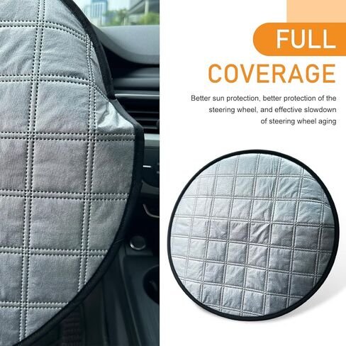Shakas Car Steering Wheel Cover Sun Shade, Aluminum Film Car Wheel Cover Heat Insulation Cooling, Thickened Anti-aging Foldable Reflective Protector, for Most Cars SUV Truck Van (Silver) in Saudi Arabia