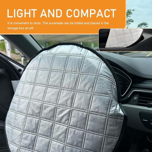 Shakas Car Steering Wheel Cover Sun Shade, Aluminum Film Car Wheel Cover Heat Insulation Cooling, Thickened Anti-aging Foldable Reflective Protector, for Most Cars SUV Truck Van (Silver) in Saudi Arabia