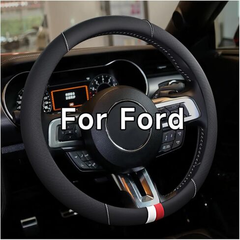 غطاء عجلة القيادة لفورد F-150 F-250 F-350 إكسبيديشن جلد عجلة قيادة السيارة قبضة بيج 15.5-16'' in Kuwait