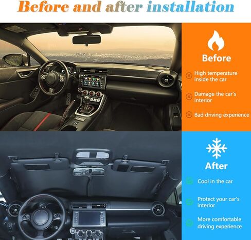 Car Front Windshield Sunshade & Sun Shade Full Window Shades for Subaru BRZ Toyot@ 86 2012-2023, UV Rays Sun Visor Protector,Auto Heat Shield Reflector Cover (Front Window-for BRZ 2022-2024) in Saudi Arabia