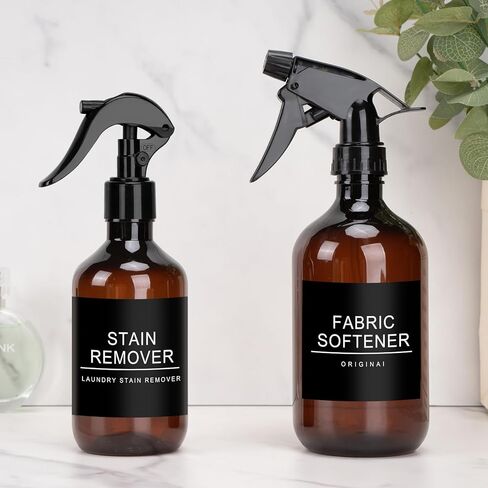 ملصقات غرفة الغسيل مقاومة للماء 36 ملصق تنظيم منزلي بسيط للزجاجات والجرار وموزعات المنظفات، ملصقات ملصقات تنظيم تخزين المنزل (أسود) in Kuwait