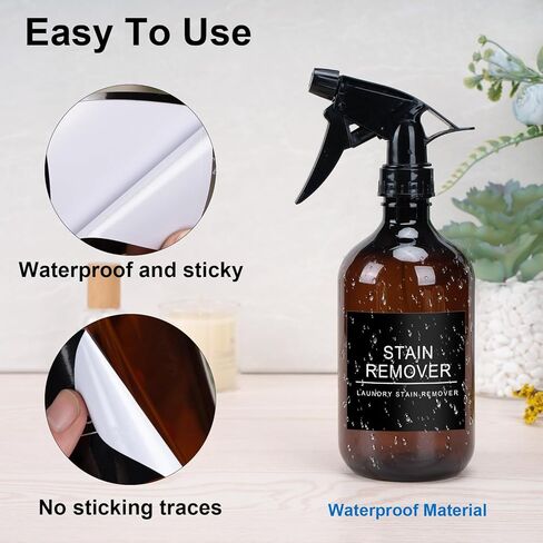 ملصقات غرفة الغسيل مقاومة للماء 36 ملصق تنظيم منزلي بسيط للزجاجات والجرار وموزعات المنظفات، ملصقات ملصقات تنظيم تخزين المنزل (أسود) in Kuwait