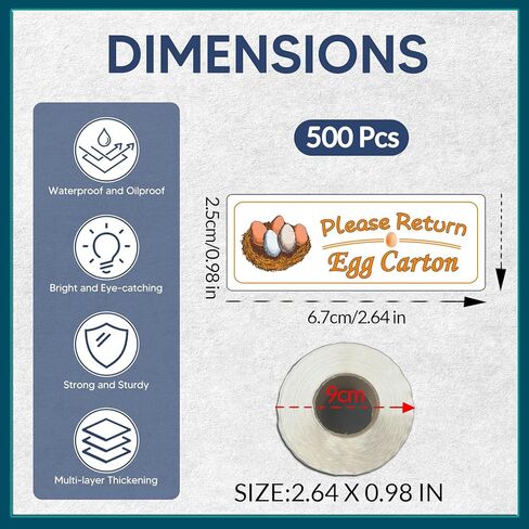 500pcs Please Return Egg Carton Tag Stickers 1x2.5Inch Farm Fresh Chicken Egg Carton Labels Self-Adhesive Egg Packaging Stickers for Box Container Carton Reusable in Saudi Arabia