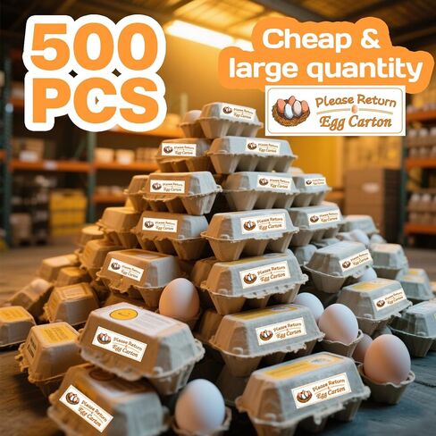 500pcs Please Return Egg Carton Tag Stickers 1x2.5Inch Farm Fresh Chicken Egg Carton Labels Self-Adhesive Egg Packaging Stickers for Box Container Carton Reusable in Saudi Arabia