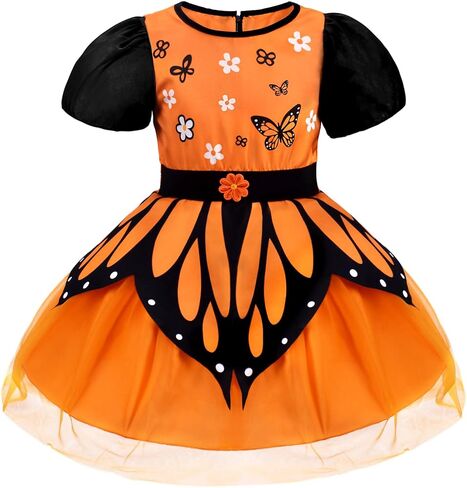 زي الفراشة للفتيات من عمر 3 إلى 11 عامًا - زي Monarch Fairy Dress Up مع إكسسوارات للهالوين وأعياد الميلاد in Kuwait