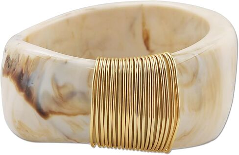 FUNOJOY Gold Acrylic Bangle Bracelets for Women Simple Oval Polished-Finish Chunky Bangle Bracelet Wide Chunky Fashion Jewelry Gift in Kuwait