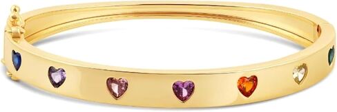 Gold Bracelets for Women, Gold Plated Bangle Rainbow Heart Cubic Zirconia Bracelet Trendy Jewelry Non Tarnish Love Bracelet for Women Bangles Accessories Designer Jewelry in Saudi Arabia