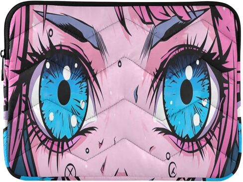 حقيبة كمبيوتر محمول Kawaii Anime Eyes لأجهزة الكمبيوتر المحمول مقاس 15-16 بوصة، حقيبة كمبيوتر محمول مقاومة للصدمات ومقاومة للماء مع سحاب، غطاء واقٍ نحيف وخفيف الوزن in Kuwait