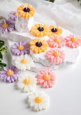 Daisy Flower Scented Candles,4 Color Floral Water Floating Candles with Gift Bags,Natural Soy Wax Essential Oil Decorative Candles for Valentine's Day,Wedding& Romantic Events in Saudi Arabia