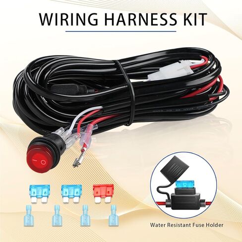 AveneMark 2PCS 5 "72W LED Light Bar، صف مزدوج شعاع الفيضانات الأصفر 10800LM، 16AWG طقم تسخير الأسلاك، ضوء العمل للشاحنات SUV ATV UTV Boat in Kuwait