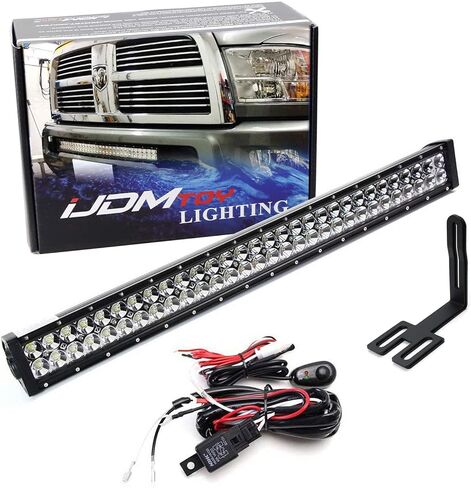 شريط إضاءة LED بشبكة سفلية مقاس 30 بوصة من iJDMTOY متوافق مع 2003-18 Dodge RAM 2500 3500 HD، يتضمن (1) شريط إضاءة LED عالي الطاقة 180 وات، ودعامات تثبيت بفتحة المصد السفلي ومجموعة أسلاك مفتاح التشغيل/الإيقاف in Saudi Arabia
