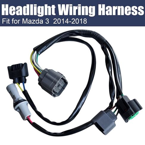 Front Headlight Wiring Harness with Connector Fit for Mazda 3 2014-2018, BHN1-51-0K6A, 5-Connectors in Kuwait