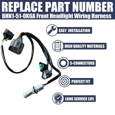 Front Headlight Wiring Harness with Connector Fit for Mazda 3 2014-2018, BHN1-51-0K6A, 5-Connectors in Kuwait