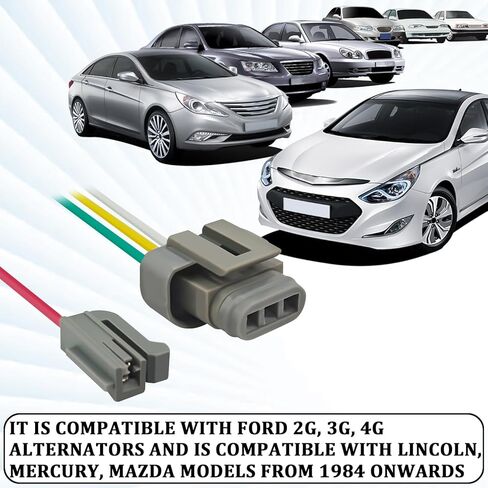 Alternator Voltage Regulator Stator Pigtail Wiring Harness Plug Connector Repair Lead Replacement Kit for Ford 2G 3G 4G Alternator Lincoln Mercury Mazda Electric Systems Update in Kuwait
