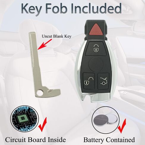 استبدال مفتاح Fob يناسب 1997-2014 Mercedes Benz C CL E GL ML R S Class / Sprinter 300 SL Series مفتاح التحكم عن بعد للدخول بدون مفتاح، IYZ3312 IYZDC (مجموعة من 2) in Saudi Arabia