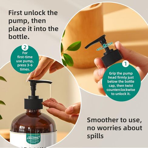 SYLVANA Organic Castor Oil with Pump (16oz Glass Bottle), USDA Certified Organic, Cold Pressed, Hexane Free, Vegan - 100% Pure Castor Oil for Hair Growth, Nourishing Skin, Lashes & Eyebrows in Saudi Arabia