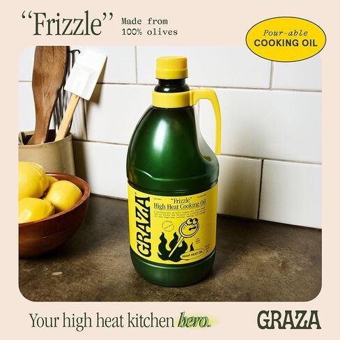 Graza Frizzle High Heat Cooking Oil - Cooking Oil with a High Smoke Point & Neutral Flavor in a Squeeze Bottle for Frying, Baking & Grilling - Oil Made from 100% Olives - 2L (67.6 Fl Oz) in Saudi Arabia