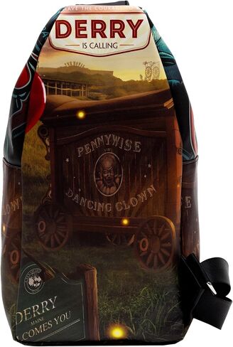 Warner Bros. Horror Movies Vegan Leather Crossbody Sling Bag, It Chapter Two Pennywise Derry Circus Pose, 7" x 14" in Saudi Arabia