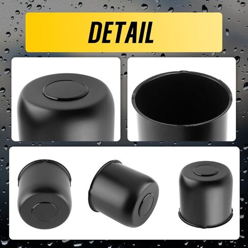 4.9 Inch Stainless Trailer Wheel Center Cap Kit - 4 Matte Black Push Through Center Caps with 4 Replacement Open End Plus Plug Center Caps for Truck SUV Rv in Kuwait