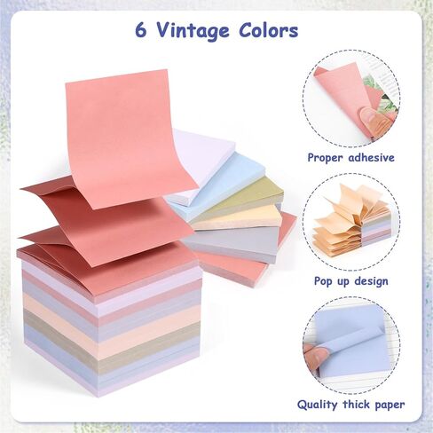 36Pads Pop Up Sticky Notes, Accordion Sticky Notes 3x3 Refills Vintage Colored Sticky Note Adhesive Memo Pads Popup Post Stickies Accordion Style Pop Up Notes for Dispenser Home Office School Meeting in Kuwait