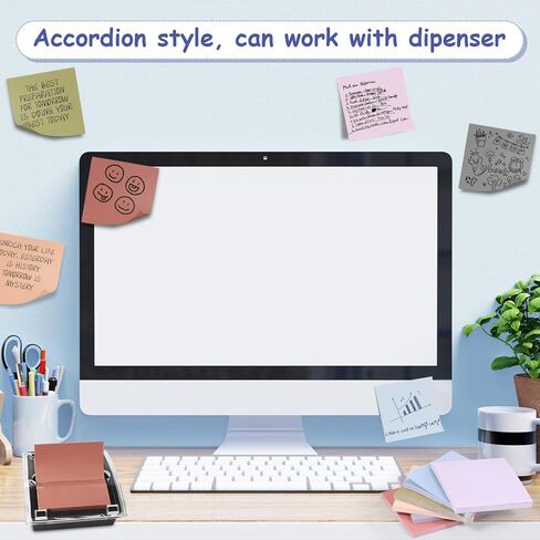 36Pads Pop Up Sticky Notes, Accordion Sticky Notes 3x3 Refills Vintage Colored Sticky Note Adhesive Memo Pads Popup Post Stickies Accordion Style Pop Up Notes for Dispenser Home Office School Meeting in Kuwait