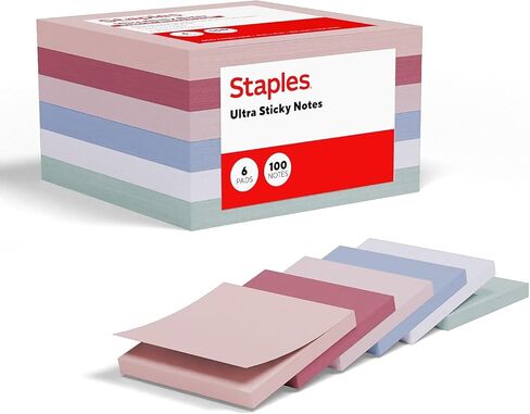 Staples Ultra Sticky Notes, 4" x 4", Ocean Mist Collection, 6 Pads/Pack (ST62876) in Saudi Arabia