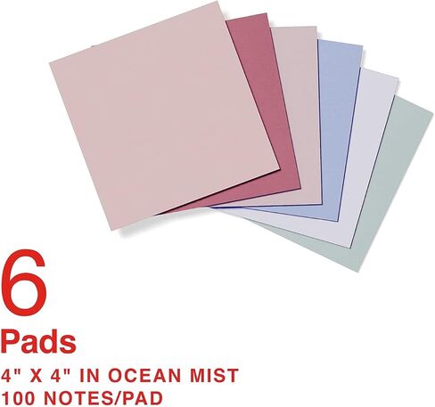 Staples Ultra Sticky Notes, 4" x 4", Ocean Mist Collection, 6 Pads/Pack (ST62876) in Saudi Arabia