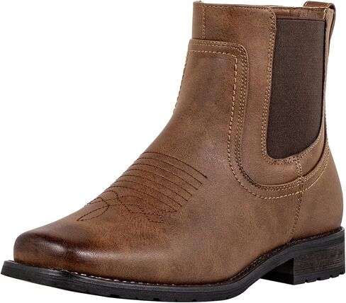 Cowboy Boots for Men Western Square Toe Ankle Chelsea Boots Pull on Work Boots for Men in Saudi Arabia