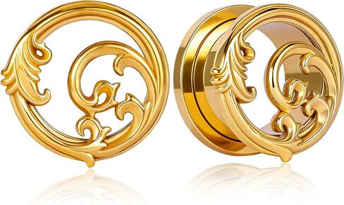 DOEARKO 2 PCS Ear Gauges 316L Stainless Steel Flower Design Ear Plugs Ear Expanders for Stretched Ears Body Jewelry for Men & Women in Kuwait