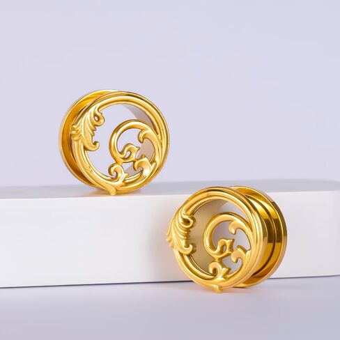 DOEARKO 2 PCS Ear Gauges 316L Stainless Steel Flower Design Ear Plugs Ear Expanders for Stretched Ears Body Jewelry for Men & Women in Kuwait