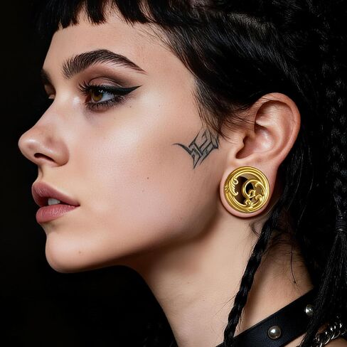 DOEARKO 2 PCS Ear Gauges 316L Stainless Steel Flower Design Ear Plugs Ear Expanders for Stretched Ears Body Jewelry for Men & Women in Kuwait