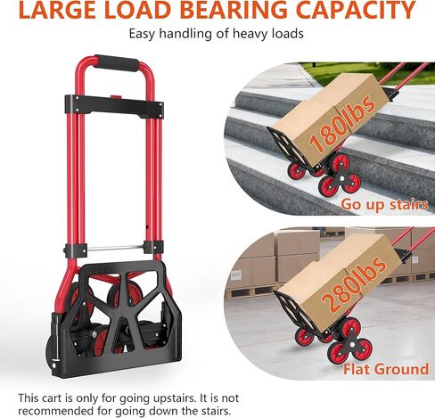 Stair Climbing Cart, 280 lbs Capacity Stair Climbing Truck and Dolly, Heavy-Duty Folding Stair Dolly with Stretchable Handle, 2 Elastic Ropes for Home Shopping Moving Warehouse in Saudi Arabia