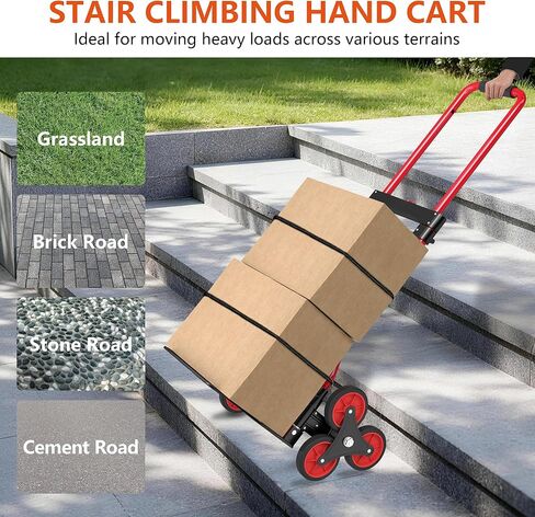 Stair Climbing Cart, 280 lbs Capacity Stair Climbing Truck and Dolly, Heavy-Duty Folding Stair Dolly with Stretchable Handle, 2 Elastic Ropes for Home Shopping Moving Warehouse in Saudi Arabia