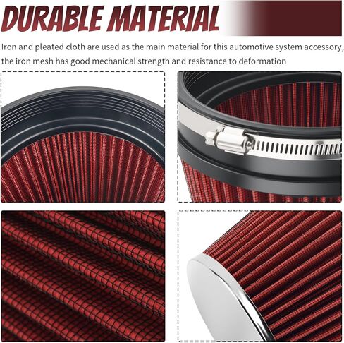 6" ID & 7" Tall Clamp-on Car Cold Air Intake Filter with High Flow,Cone Air Filter for Car Cold Airs Intake System to Improve Engine Efficiency,Washable Performance Colds Airs Filters in Saudi Arabia