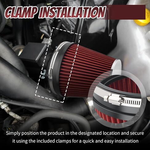 6" ID & 7" Tall Clamp-on Car Cold Air Intake Filter with High Flow,Cone Air Filter for Car Cold Airs Intake System to Improve Engine Efficiency,Washable Performance Colds Airs Filters in Saudi Arabia