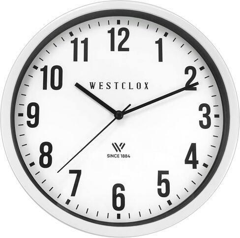 Westclox Classic Wall Clock, 9 Inch White Frame Analog Clock with Easy to Read Dial and Metal Hands (White, 9-inches) in Saudi Arabia