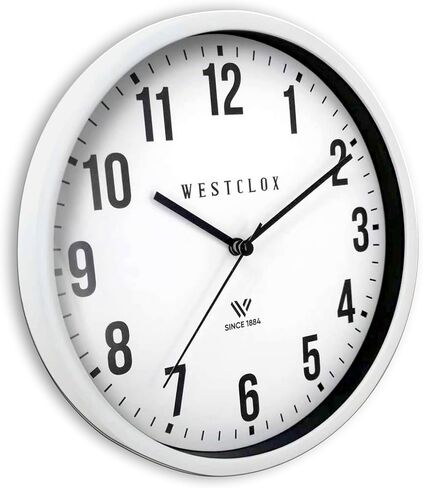 Westclox Classic Wall Clock, 9 Inch White Frame Analog Clock with Easy to Read Dial and Metal Hands (White, 9-inches) in Saudi Arabia