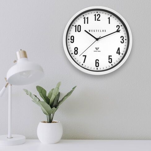 Westclox Classic Wall Clock, 9 Inch White Frame Analog Clock with Easy to Read Dial and Metal Hands (White, 9-inches) in Saudi Arabia