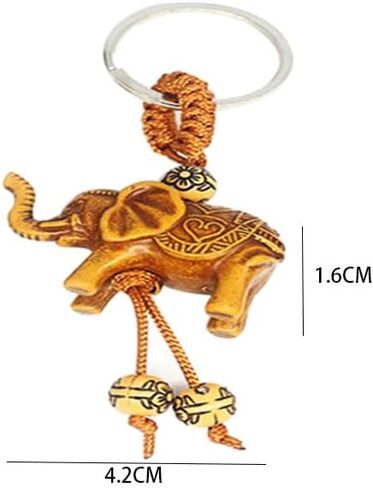 Leadigol 10PCS Lucky Elephant Keychains, Wooden Carved Elephant Pendant Keychain,Carving Key Ring Jewelry Gift, Lucky Hanging Vintage Brass Keychain Pendant in Saudi Arabia