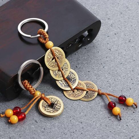 Leadigol 10PCS Lucky Elephant Keychains, Wooden Carved Elephant Pendant Keychain,Carving Key Ring Jewelry Gift, Lucky Hanging Vintage Brass Keychain Pendant in Saudi Arabia