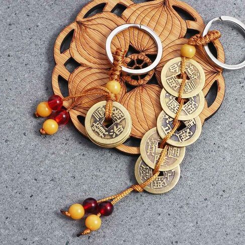 Leadigol 10PCS Lucky Elephant Keychains, Wooden Carved Elephant Pendant Keychain,Carving Key Ring Jewelry Gift, Lucky Hanging Vintage Brass Keychain Pendant in Saudi Arabia