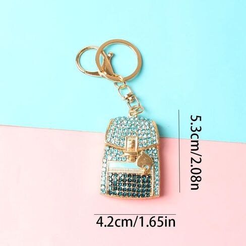 2-Piece Elegant Rhinestone Mini Bag Keychain – Golden Alloy with Lobster Clasp, Sparkling Women's Fashion Accessory in Saudi Arabia
