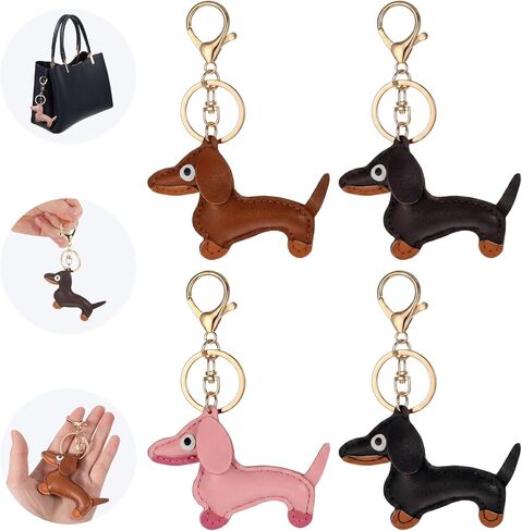 4Pcs Dachshund Keychain, Dachshund Bag Charm Cute Dachshund Dog Keychains for Backpack Keys Gift in Saudi Arabia