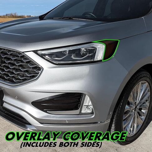 لون دخان الفينيل المقطوع مسبقًا من SlickMod لمصباح Ford Edge الأمامي 2019-2024 (دخان داكن، 2. علامة جانبية للمصابيح الأمامية) in Saudi Arabia
