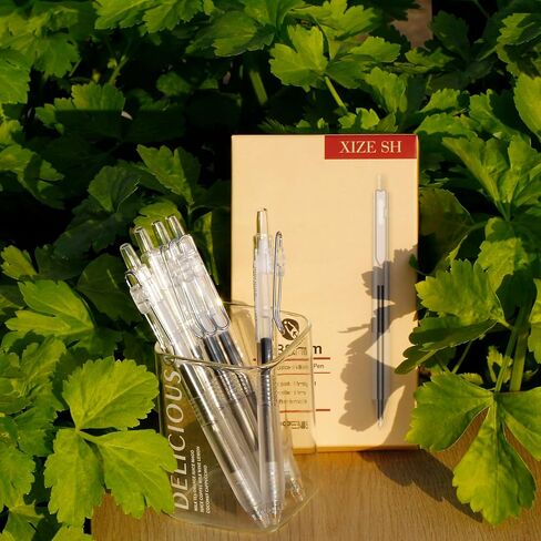 أقلام كرة دوارة قابلة للسحب من XIZE SH مقاس 0.38 مم، أسطوانات شفافة، حبر جيلي أسود، عبوة من 8 أقلام، كتابة سلسة لليوميات وتدوين الملاحظات in Kuwait