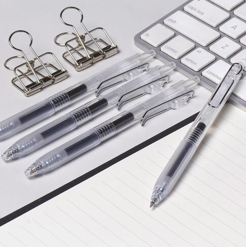 أقلام كرة دوارة قابلة للسحب من XIZE SH مقاس 0.38 مم، أسطوانات شفافة، حبر جيلي أسود، عبوة من 8 أقلام، كتابة سلسة لليوميات وتدوين الملاحظات in Kuwait