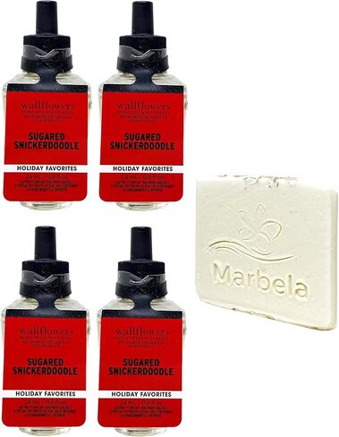 Bath & Body Works Sugared Snickerdoodle 4 Pack Wallflowers Home Fragrance Refill Bundle with a Natural Oats Sample Soap in Saudi Arabia